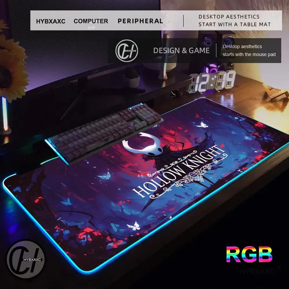 

Hollow Knights Desktop Accessories Pad Mouse Mats RGB Mousepad Desk Mat Deskmat Gaming Gamer Mause Anime Office Pads Pc Large