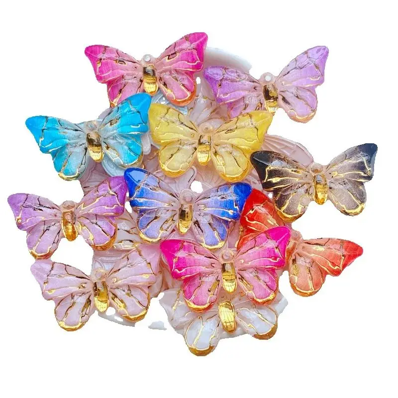 10Pcs New Cute Mini 18*32mm Shiny Phnom Penh Butterfly Flat Back Resin Scrapbooking DIY Jewelry Craft Decoration Accessorie