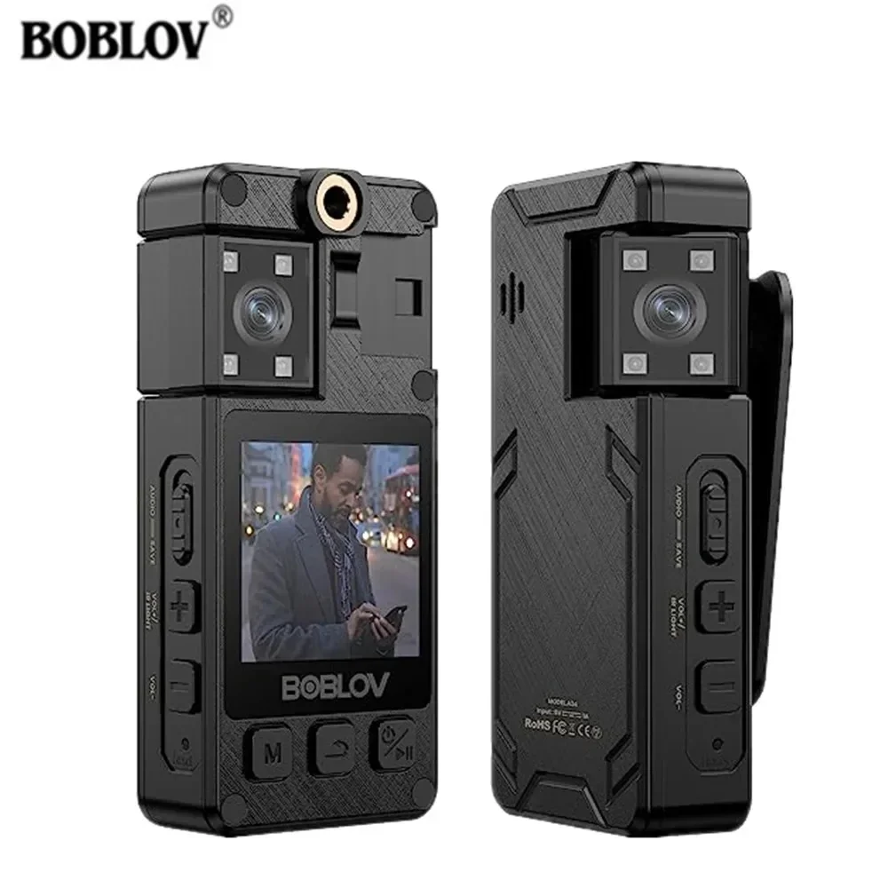 BOBLOV A24 1296P Body Worn Camera 180° Rotate Side Lens Video Camera 1.54