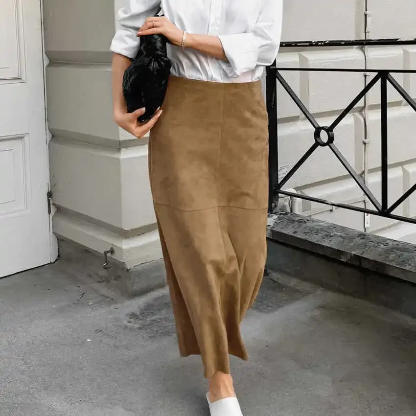 Fall Fashion High Waist Straight Cut Midi Skirt Elegant Casual Long Dress Women's Clothing Commute Style mid Waist A-Line Skirt