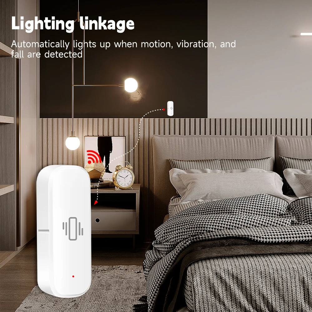 Tuya Zigbee Smart Vibration Sensor Detection Smart Life APP Notification Real-Time Monitor Motion Shock Alarm History Record