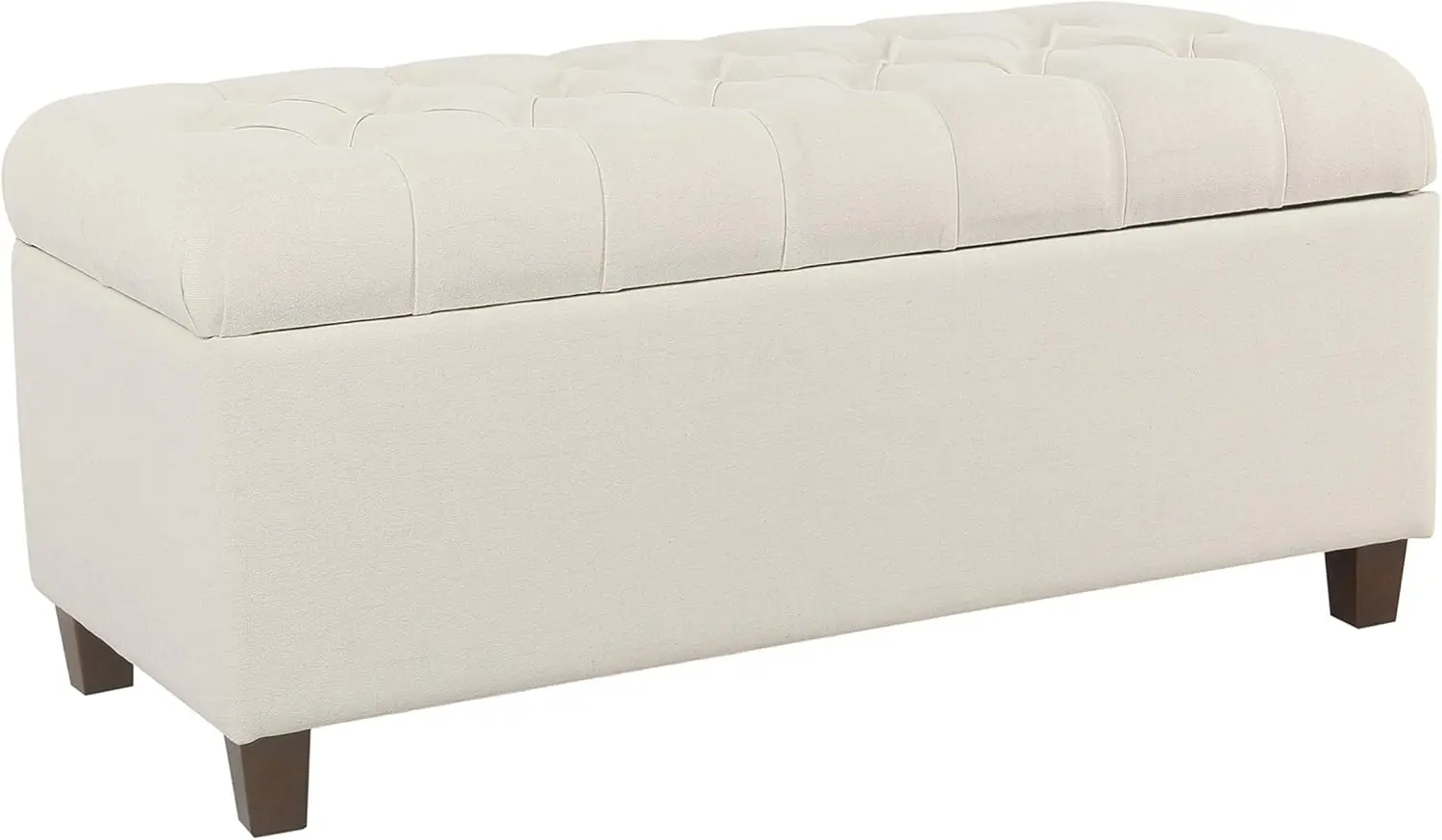 Bench with Hinged Lid | Bench with Storage for Living Room & Bedroom, Soft Cream, Textured Neutral