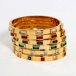 Luxury Gold Color Titanium Steel Bracelet For Women Cross Border Retro Fashion Versatile Stainless Steel Zircon Inlaid Bangle