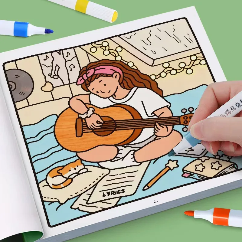 Kids Cozy Friends Coloring Book Early Education Art Painting Drawing Book for Toddlers Preschool Learning Gift