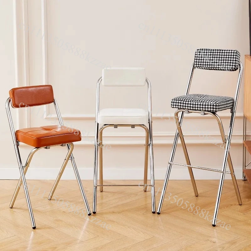 Middle Ancient Style Bar Stool Foldable Counter Height Chairs Designer Kitchen Island Stools Space Saving Modern Furniture