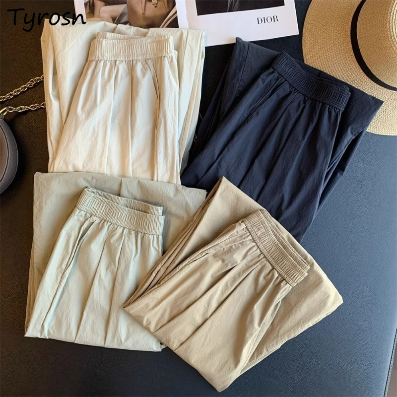 Pants Women Classic Simple All-match Popular Loose Streetwear Elegant Ankle-Length Ladies Holiday Solid Ulzzang Attractive Daily