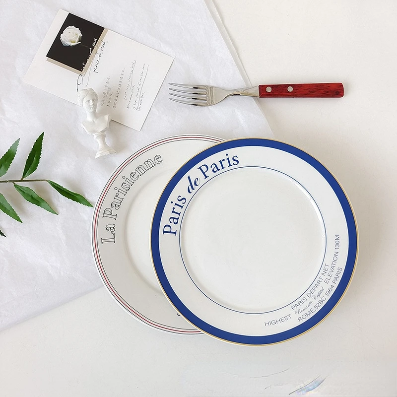 Nordic English Alphabet Ceramic Plate Modern Simple Steak Plate Korean Household Dish Saucer Cake Dessert Plate