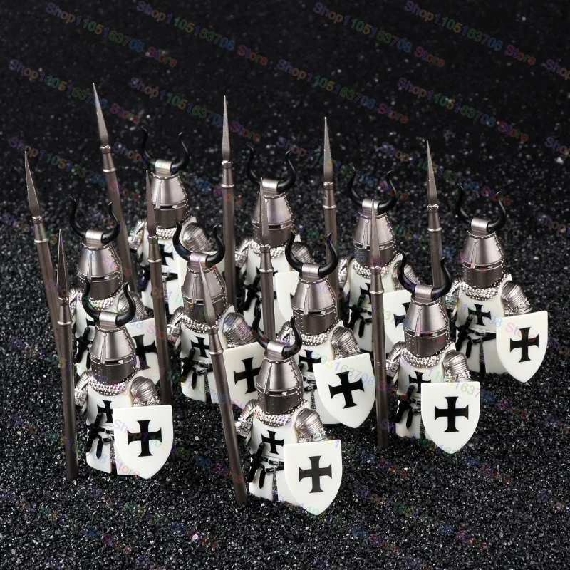Mittelalterliche Ritter Bausteine Krieger Soldaten Kreuzfahrer Krankenhaus Teutonic Ritter Legion Figuren Block Spielzeug Zubehör