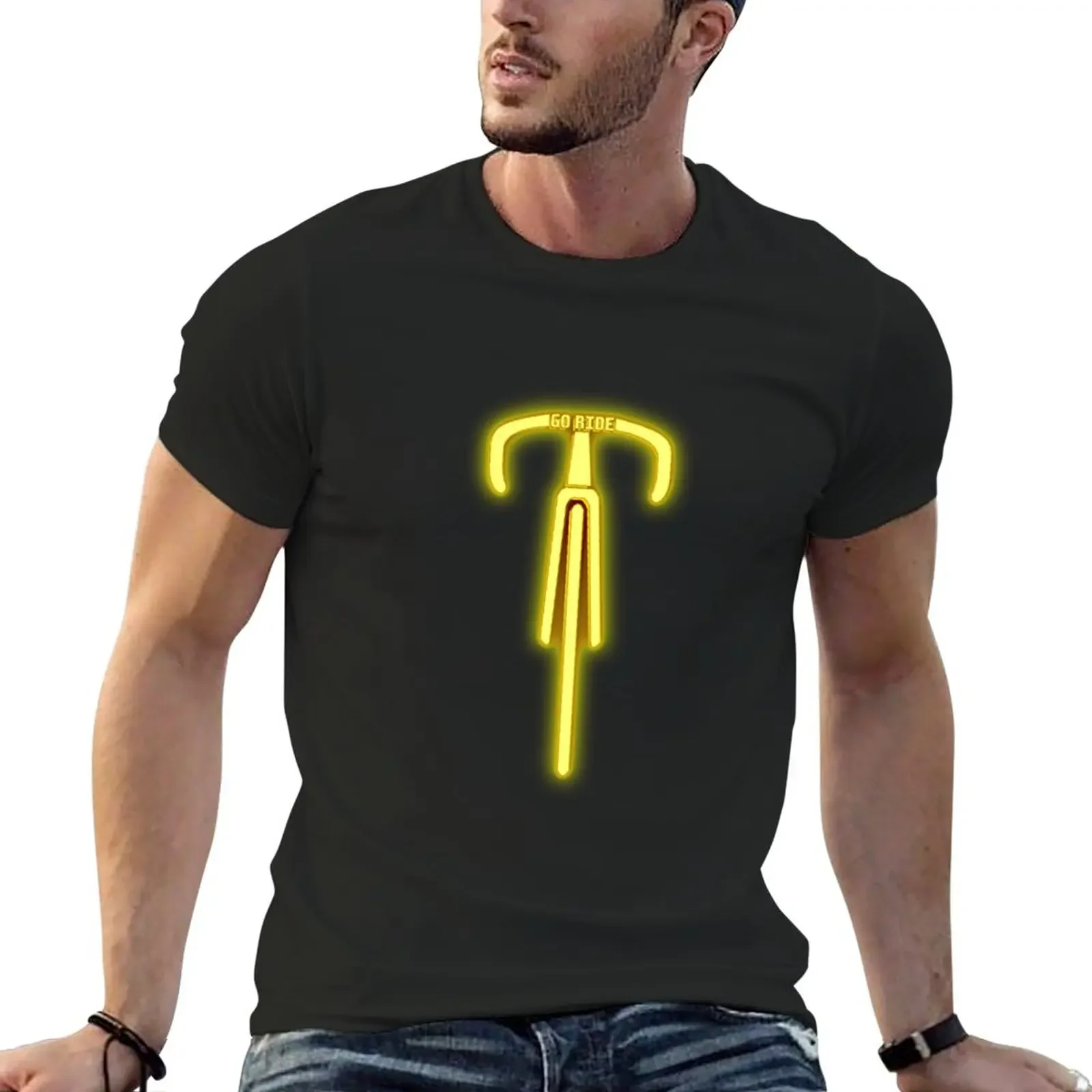 New Go Ride Your Bicycle Gold Neon Glow T-Shirt cute tops cute clothes graphic t shirts summer clothes plus size men clothing