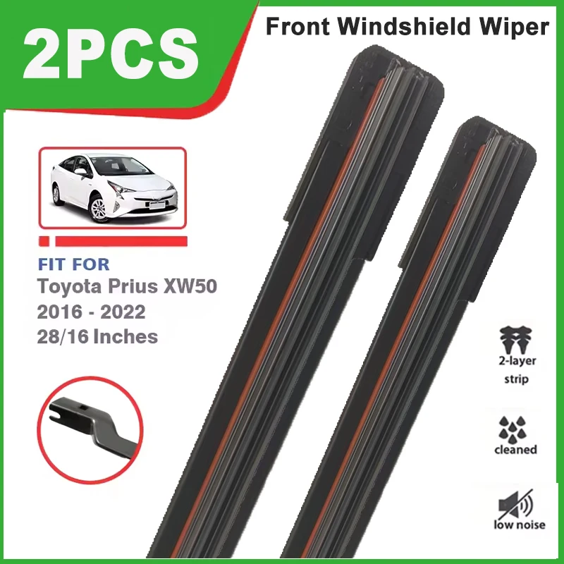 

28"+16" Double Rubber Front Wiper Blades, Windscreen Windshield Replacement Part For Toyota Prius XW50 50 2016-2022 2017 2018