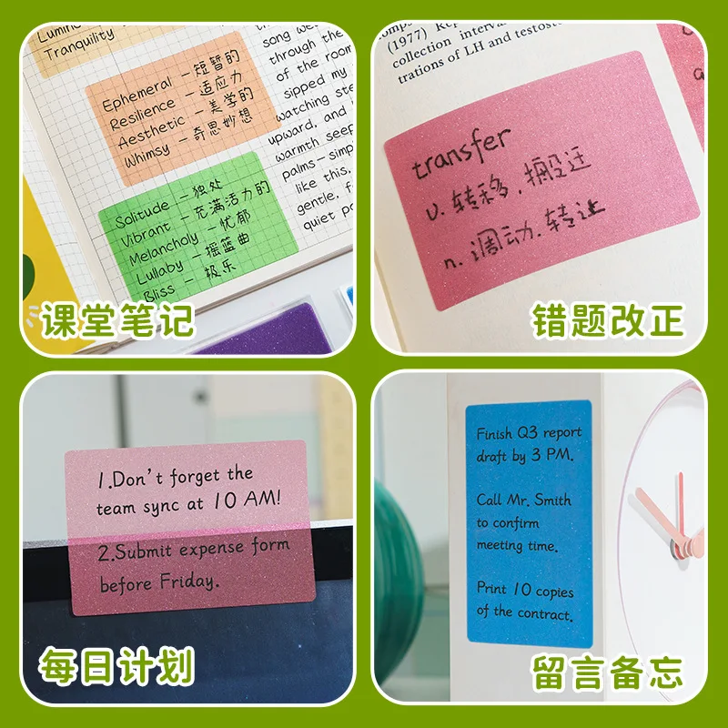 40 шт., прозрачные красочные индексные креативные блокноты для заметок, офисные школьные канцелярские принадлежности, самоклеящиеся наклейки, липкие блокноты