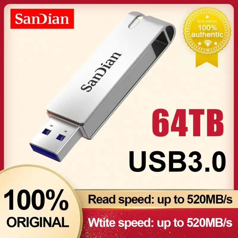 2024 64TB USB 3.0 Flash Drive High Speed Transfer Metal Pendrive Memory Card Pendrive Flash Disk Memoria Waterproof Stick