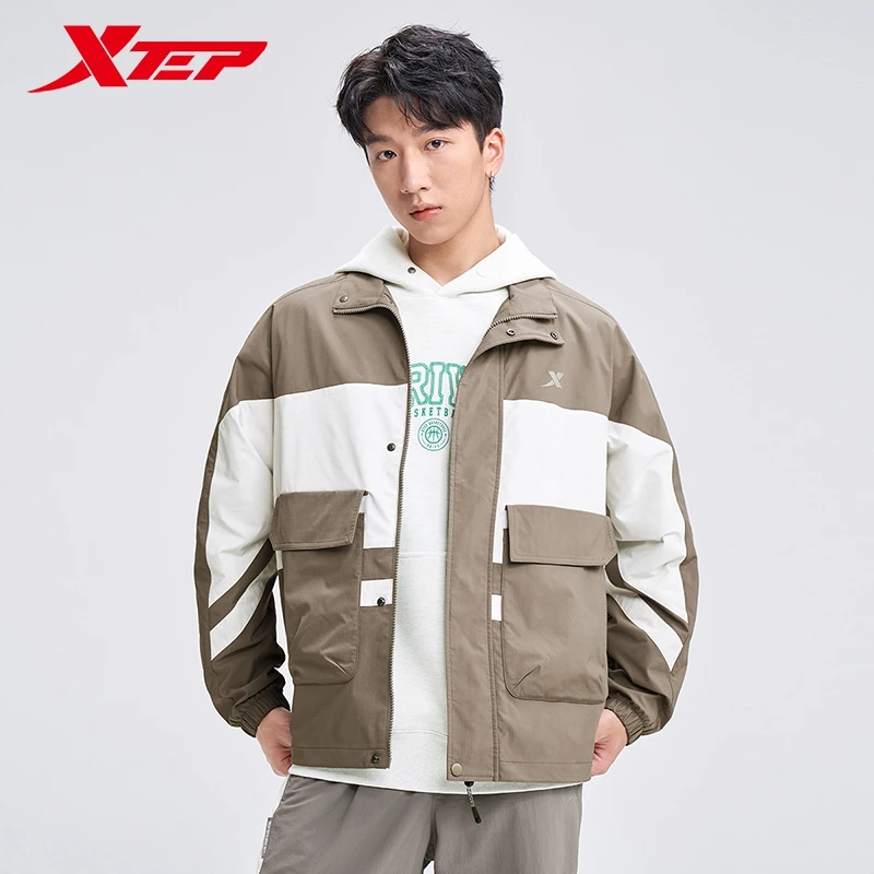 Xtep Windbreaker For Men 2024 Autumn Soft Coat Trendy Retro Comfortable Tops 876329150090