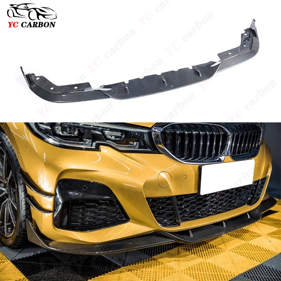 For BMW 3 Series G20 G28 325li 330li M Sports 2019-2022 Carbon Fiber Car Front Bumper Diverter Spoiler Diffuser Front lip chin