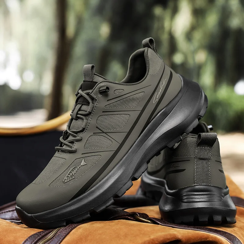 

2025 New Running Shoes For Men Comfortable Sport Shoes Mens Black Khaki Athletic Shoes Male Outdoor Walking Sneakers