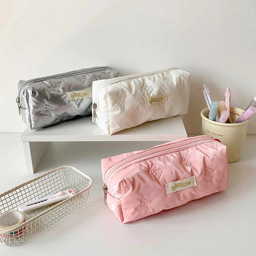 Einfarbige Schmetterlings-Stifttasche im koreanischen Stil, großes Fassungsvermögen, Schreibwaren-Organizer, tragbare Kosmetiktasche für Mädchen – Detail 10