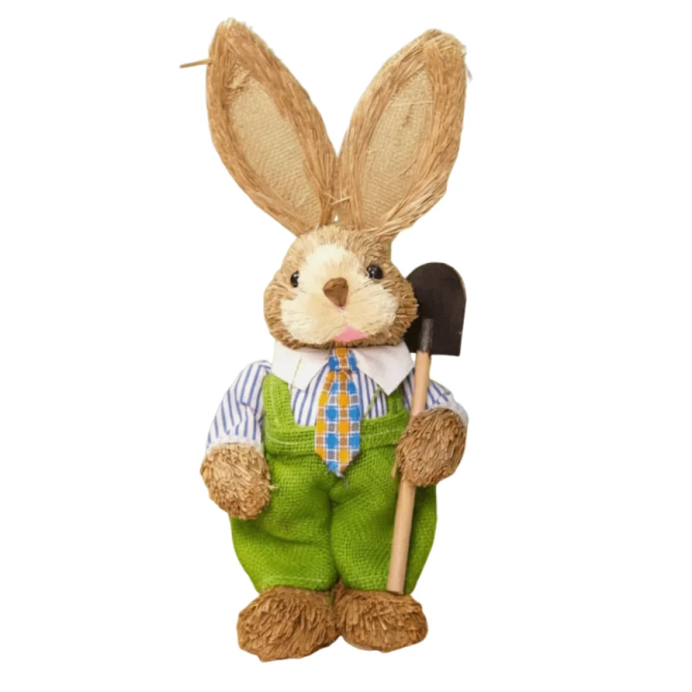 35cm Size Easter Straw Rabbit Realistic Design Country Retro Style Easter Decoration Handmade Craft Exquisite Hand Gifts