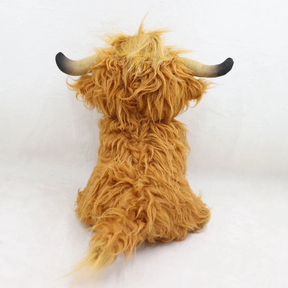 25cm Scottish Highland Cow peluche seduta postura capelli lunghi simulazione carina Kawaii Cow Doll Festival invia compleanno per bambini