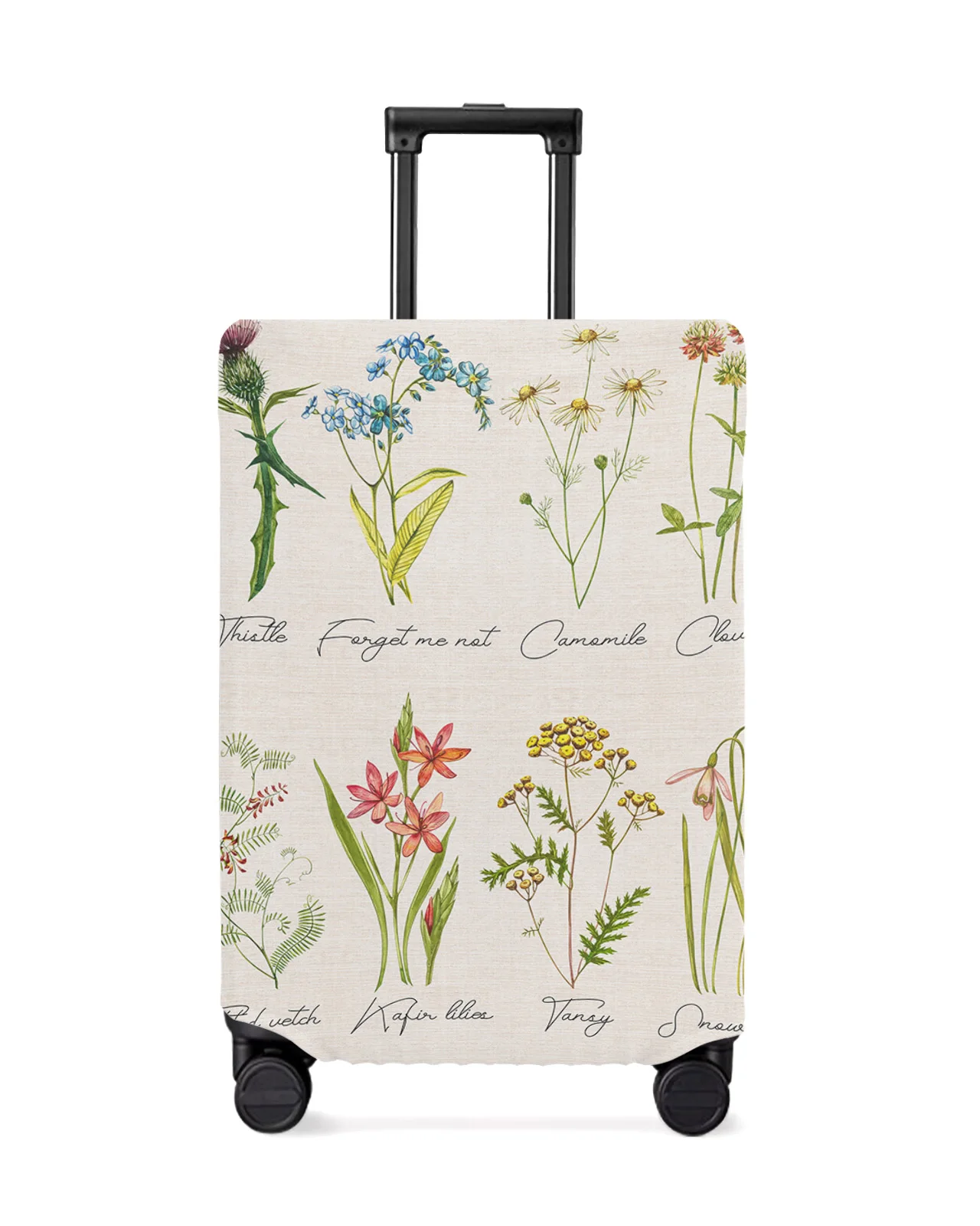 Vintage Flowers Herbaceous Plant Luggage Cover Stretch Suitcase Protector Baggage Dust Cover for 18-32 Inch Travel Suitcase Case