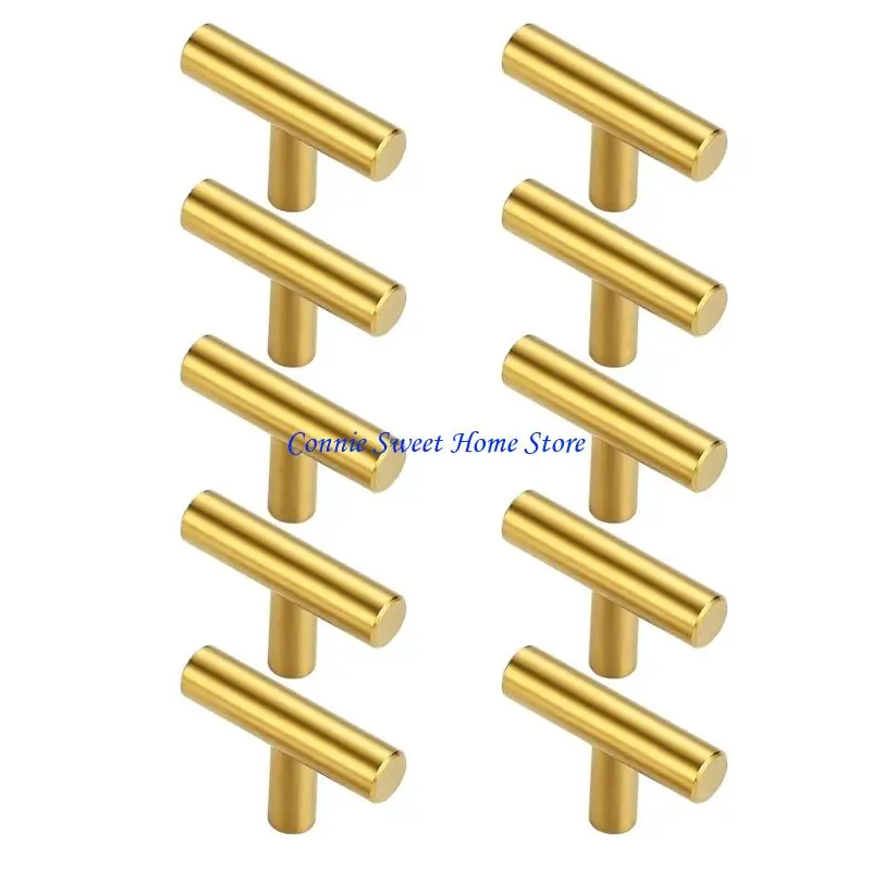 LXAF 10pcs Gold T Drawer Pulls With Single Hole Setups Easy Installion