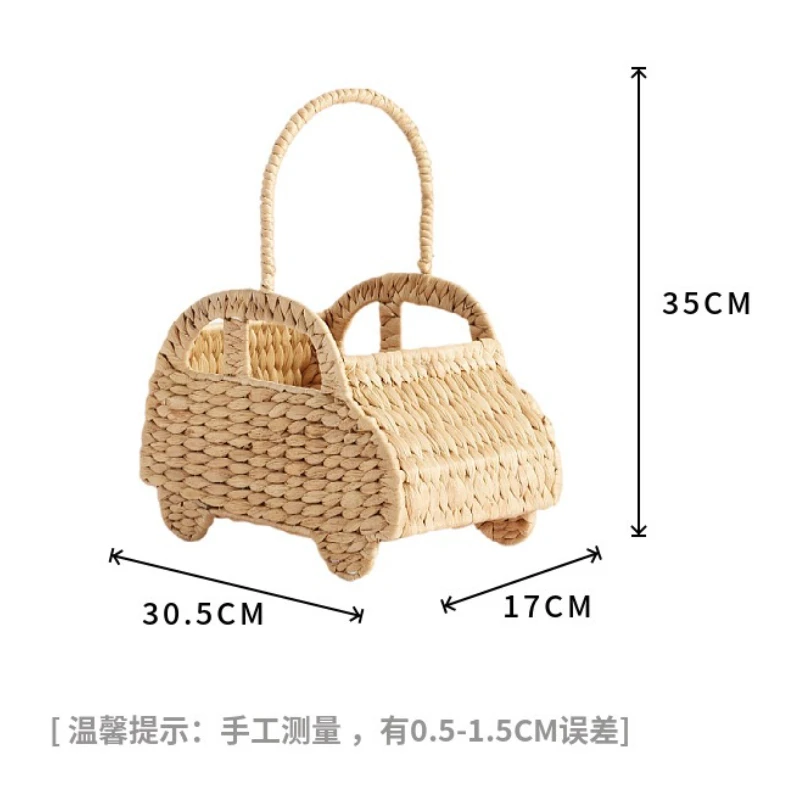 Handwoven Gourd Grass Storage Basket Cute Car Toy Organizer for Kid Flower Picnic Basket with Handle Butterfly Rattan Basket Bag view 6