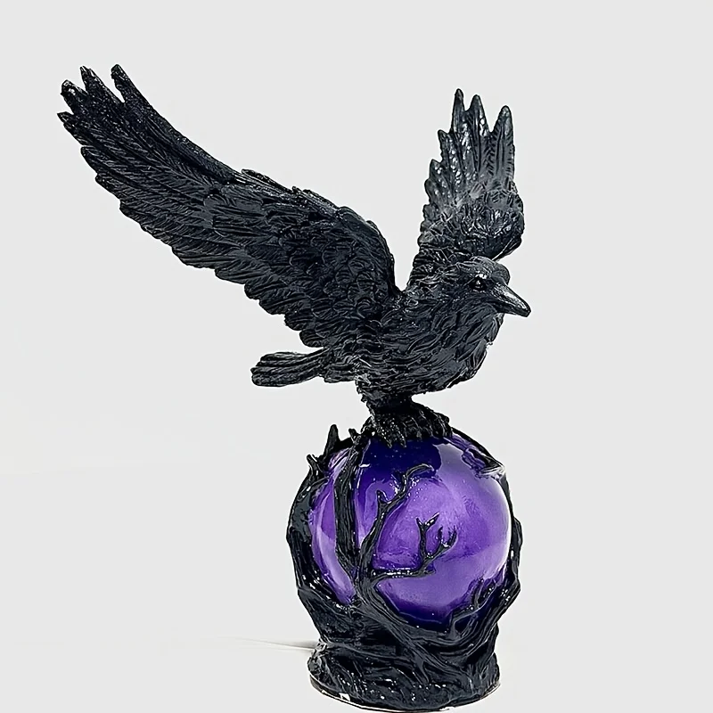 Mysterious Raven Moonlight Lamp – Gothic-Style Perched Raven on Glowing Orb, Soft Ambient Night Light for Outdoor & Indoor Spaces, Ideal for Fantasy, Dark Academia, or Moody Home Decor in Bedrooms, Studies, and Offices – Thoughtful Gift for Enthusiasts of view 7