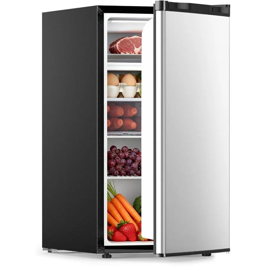 

3.2 Cu.ft Mini Fridge with Freezer Compact Dorm Refrigerator featuring Reversible Single Door Adjustable Thermostat Energy Savi