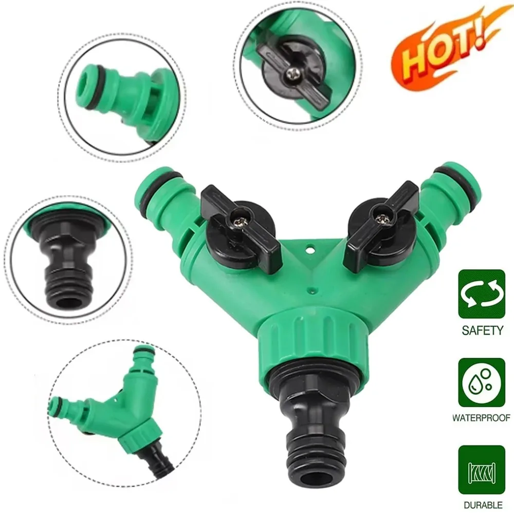 Garden Water Pipe Connectors Pipe Adapter Y Shape Hose Splitter Valve Three Way Plastic Valve with Switch for Flower 2026 XXL