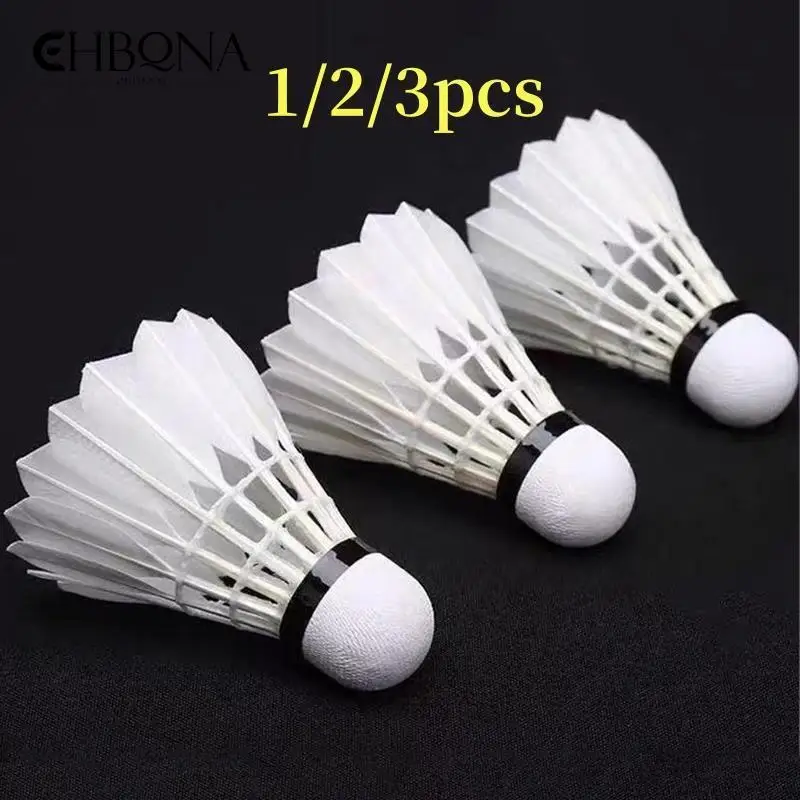 1/3Pcs Badminton Balls White Goose Flying Stability Durable Feather Shuttle Ball Outdoor Training