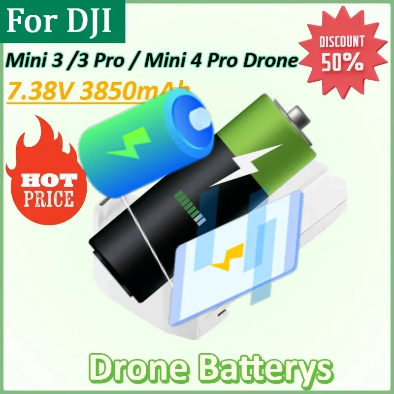 

7.38V 3850mAh Intelligent Flight Drone Battery for DJI Mini 3 /3 Pro / Mini 4 Pro Drone Accessories Rechargeable Batteries