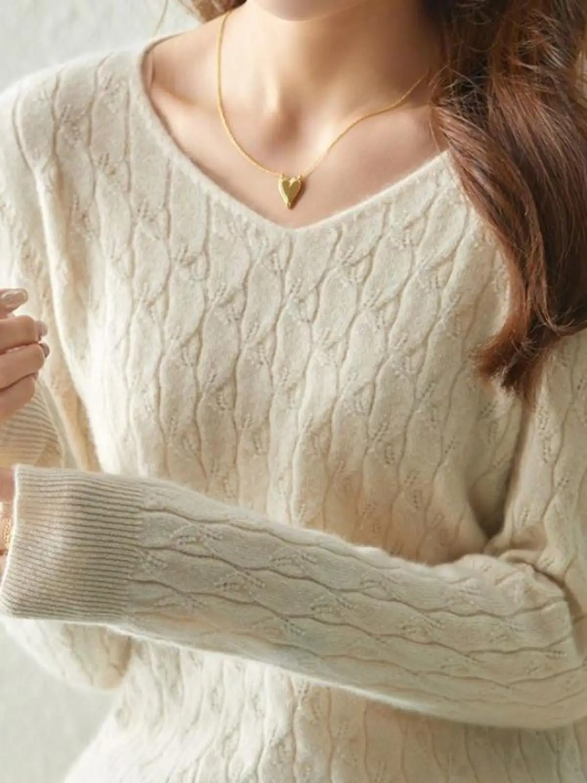 

Women's Knitted Long Sve V-Ne Sweater Twist Autumn Winter New Sle Soft Cozy Base irt Ele Slimming Top Korean