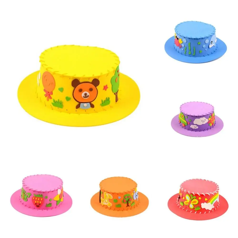 

Weaving Kids DIY Hat Toy Creative Animal Flowers Handmade Sewing Eva Hat Art Crafts Toys Gift