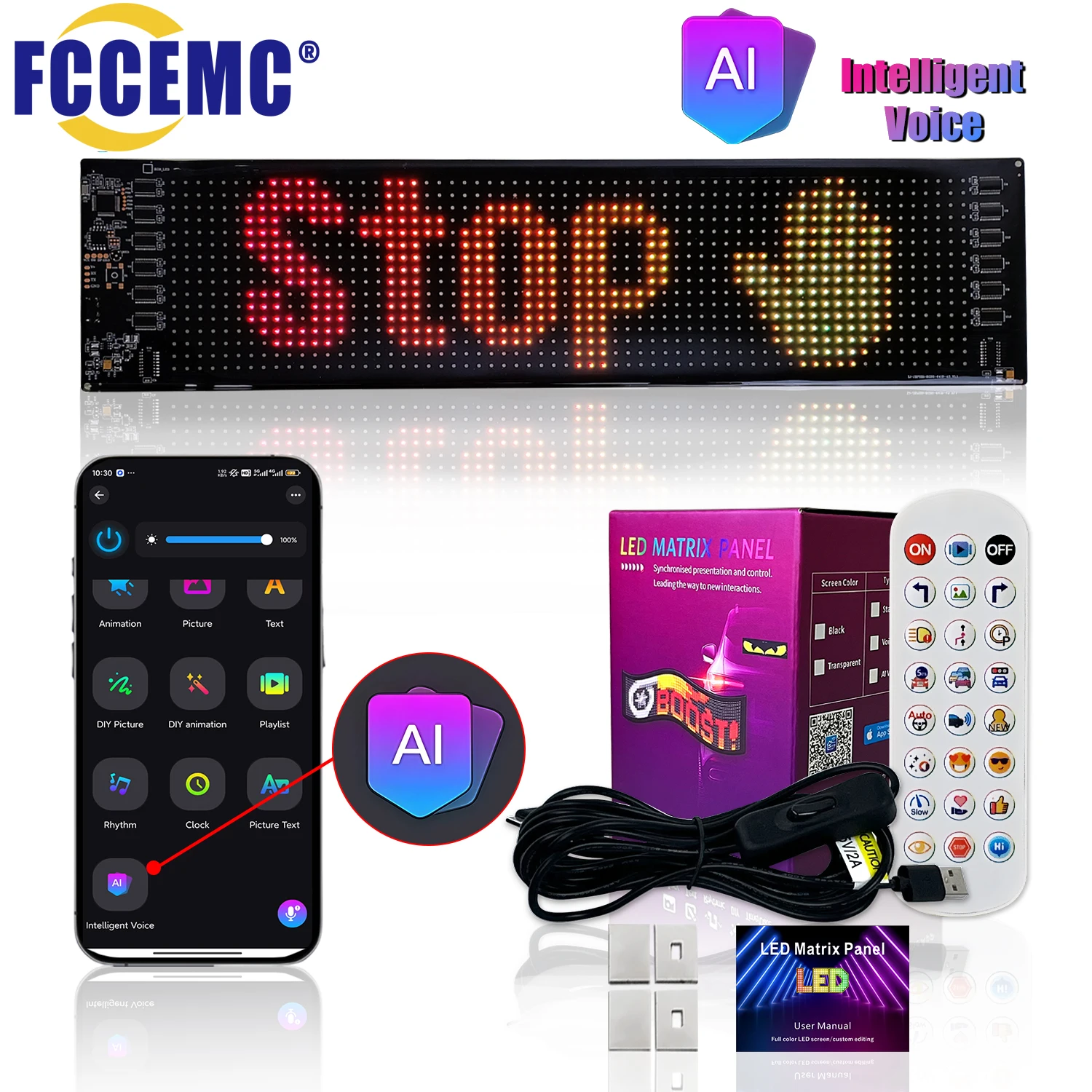 

AI Voice Car Devil Eye LED Pixel Panel Light Flexible APP Remote Control Custom Text Lighting Scrolling For Board Windshield