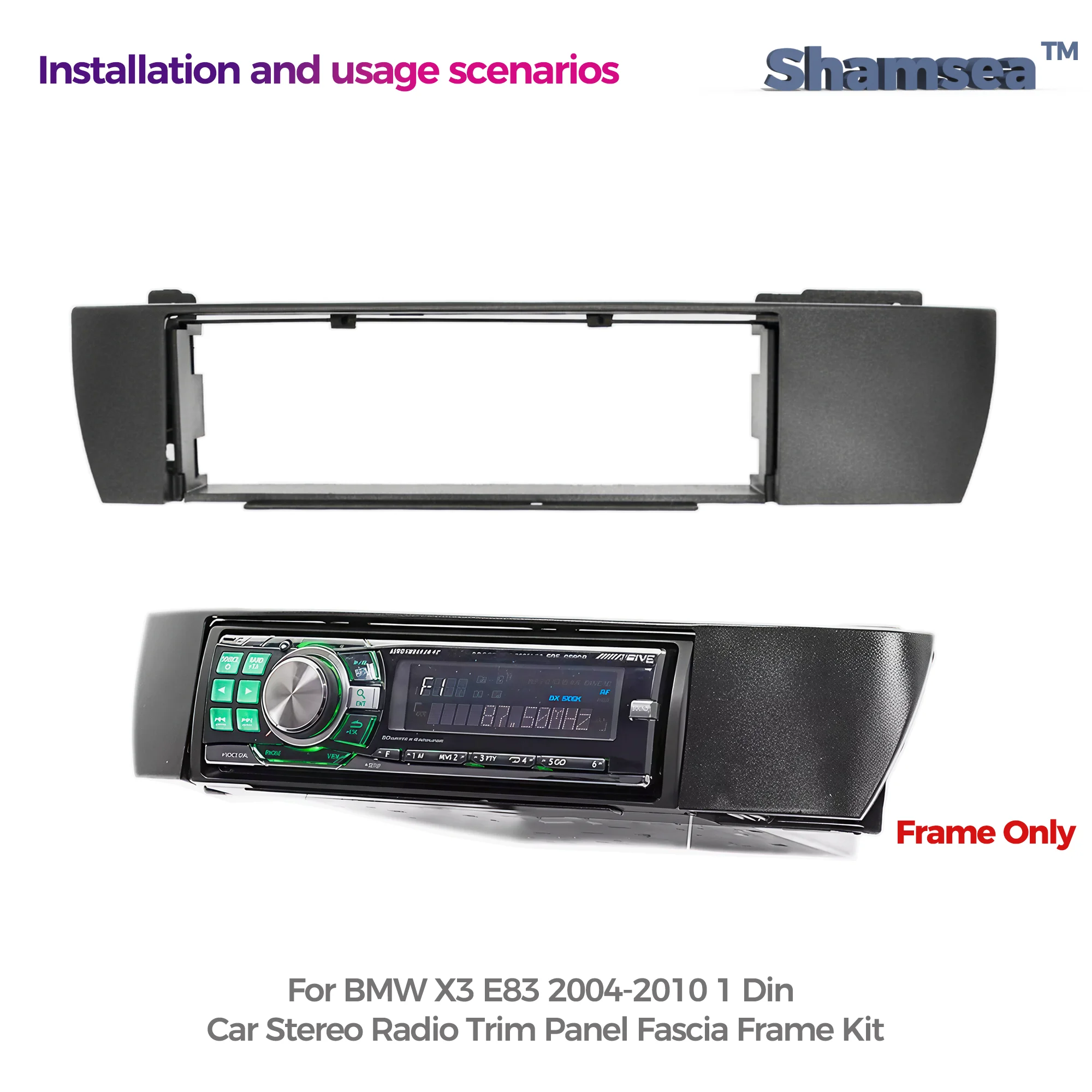 1Din Car Stereo Radio DVD Player Panel Audio Trim Frame For BMW X3 E83 2004 2005 2006 2007 2008 2009 2010  Single Din