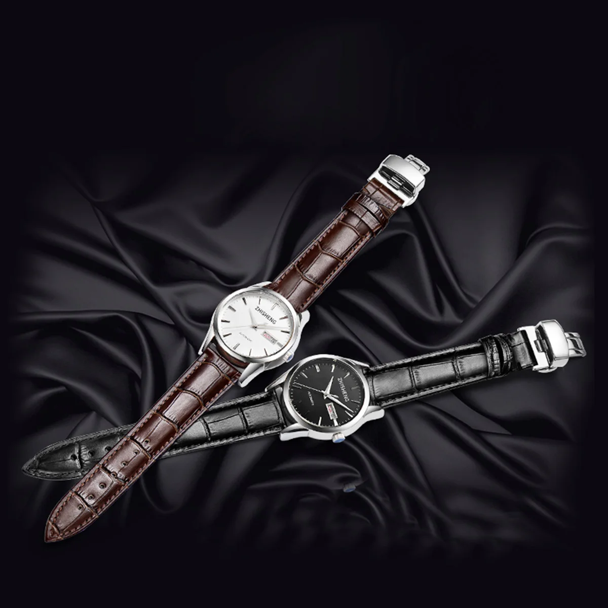 

22mm Light Brown Cowhide Watch Band Durable Smooth Texture Ergonomic Design White Thread Ideal Gift for Family Friends