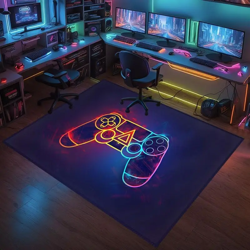 Gaming area, e-sports room, carpet, game controller, cool, dark, oversized floor mat, carpet, men's bedroom, anti slip carpet