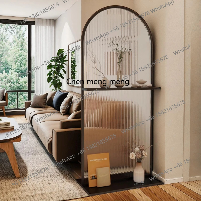 Cream wind Changhong glass partition, facing the door porch screen, movable light luxury living room