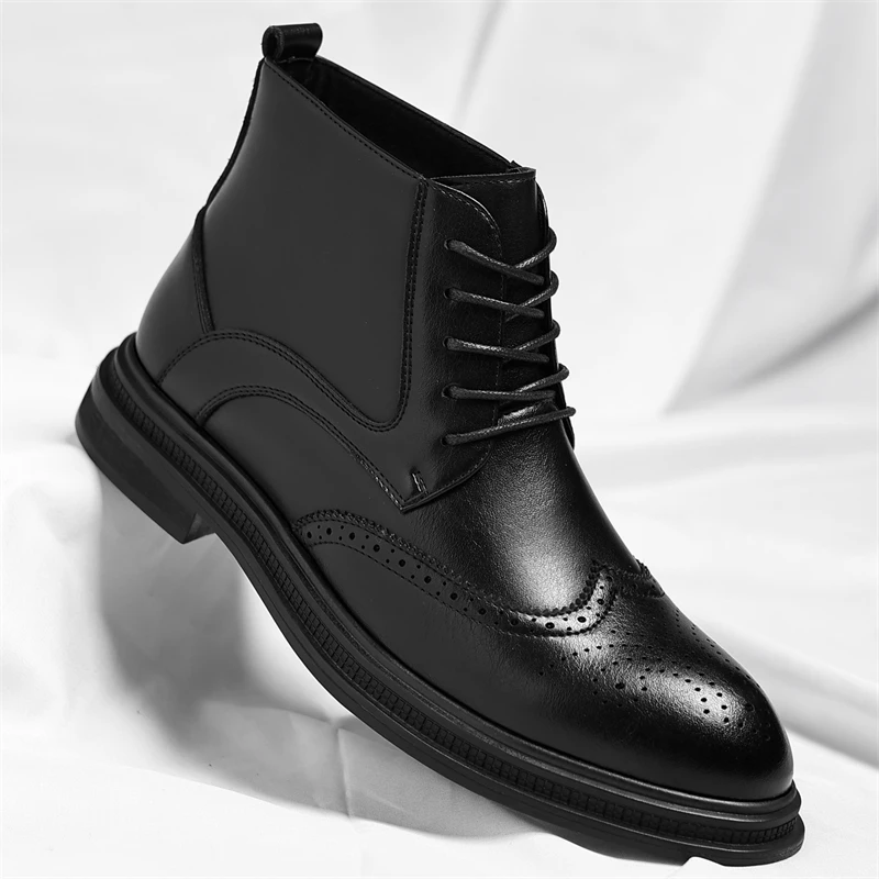 

British Style Man Fashion Trends Boots New Arrival Casual Leather Boots Senior Ankle Boots Comfy High Top Male Stree Shoes Botas