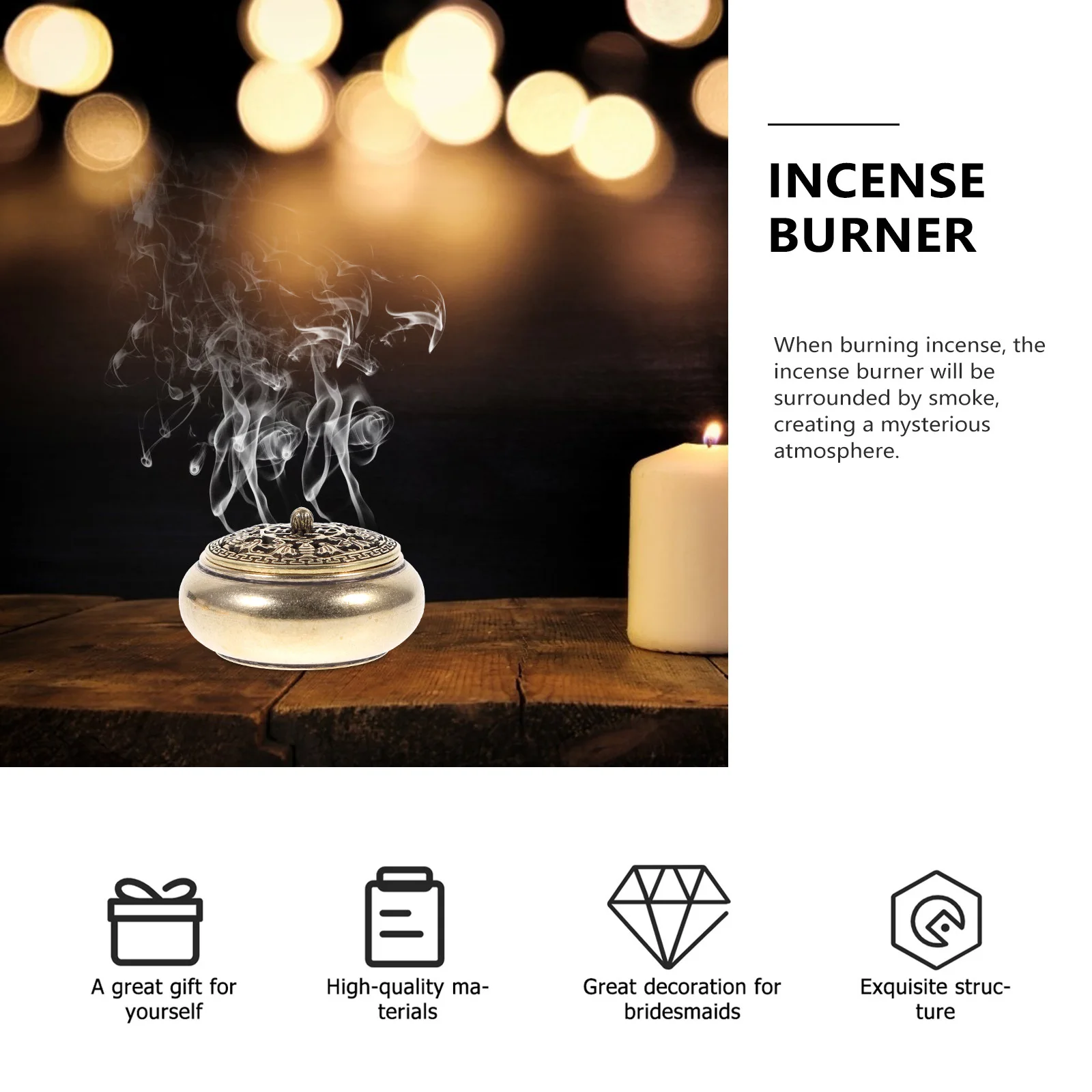 

2Pcs Retro Mini Brass Incense Burner Vintage Censer Holder Desktop Decor Aroma Therapy Burner Home Relaxation Censer Holder