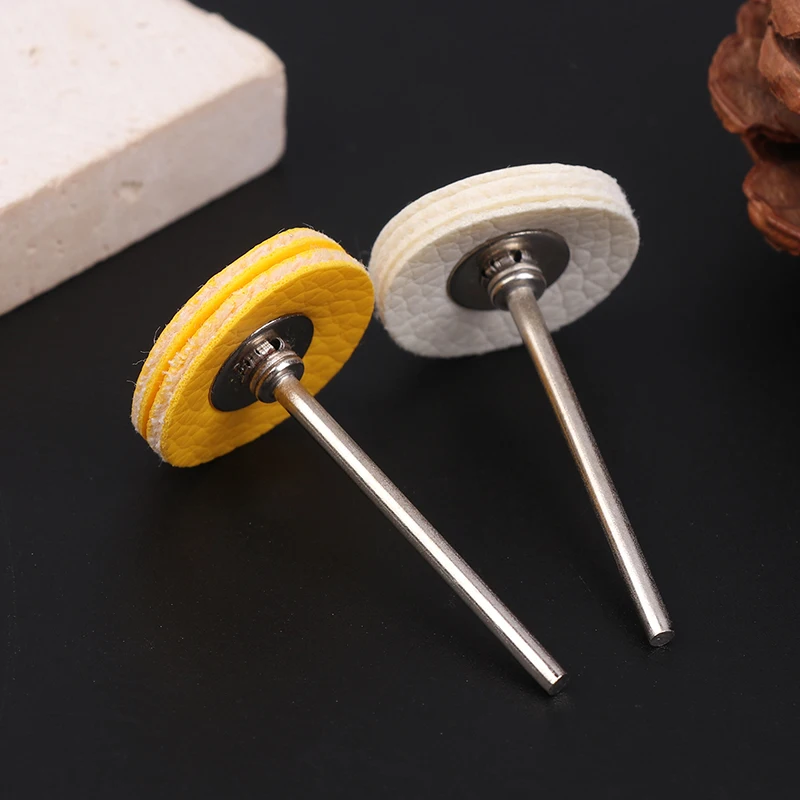 

5Pcs T-Shape 2.35mm Handle Yellow/White Cloth Wheel Jewelry Polishing Cloth Wheel Fine Polish Leather Wheel Tool