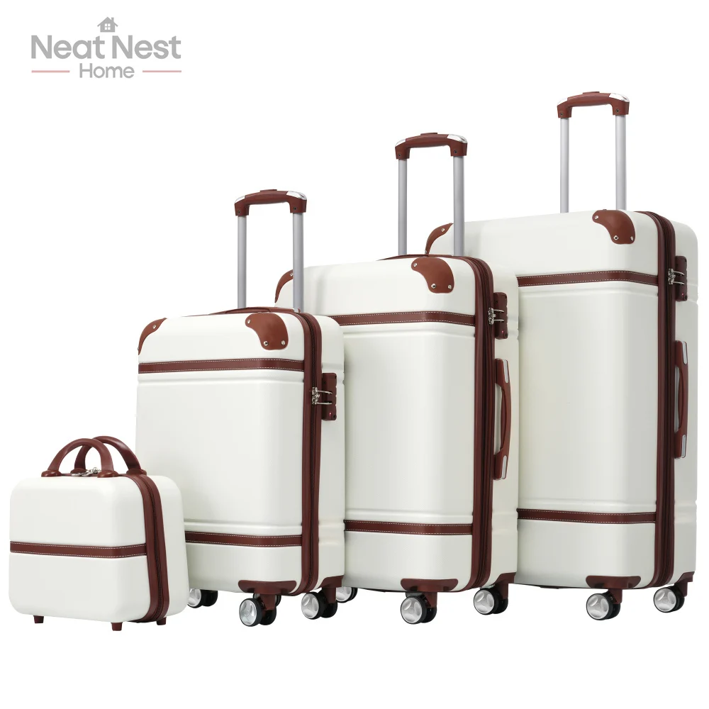 

4 Pieces Durable/lightweight Hard shell Luggage Sets, Cosmetic Case with Large storage space,Spinner Suitcase with TSA-Lock