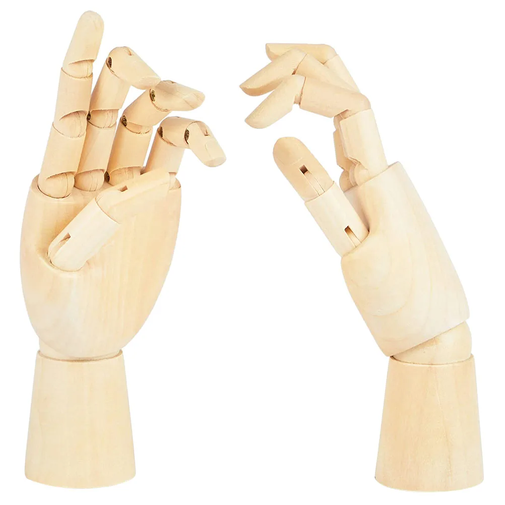 2pcs Wooden Hand Puppet Jointed Sketch Model Craft Decoration Desktop Ornament Kids Learning Educational Tool for Children