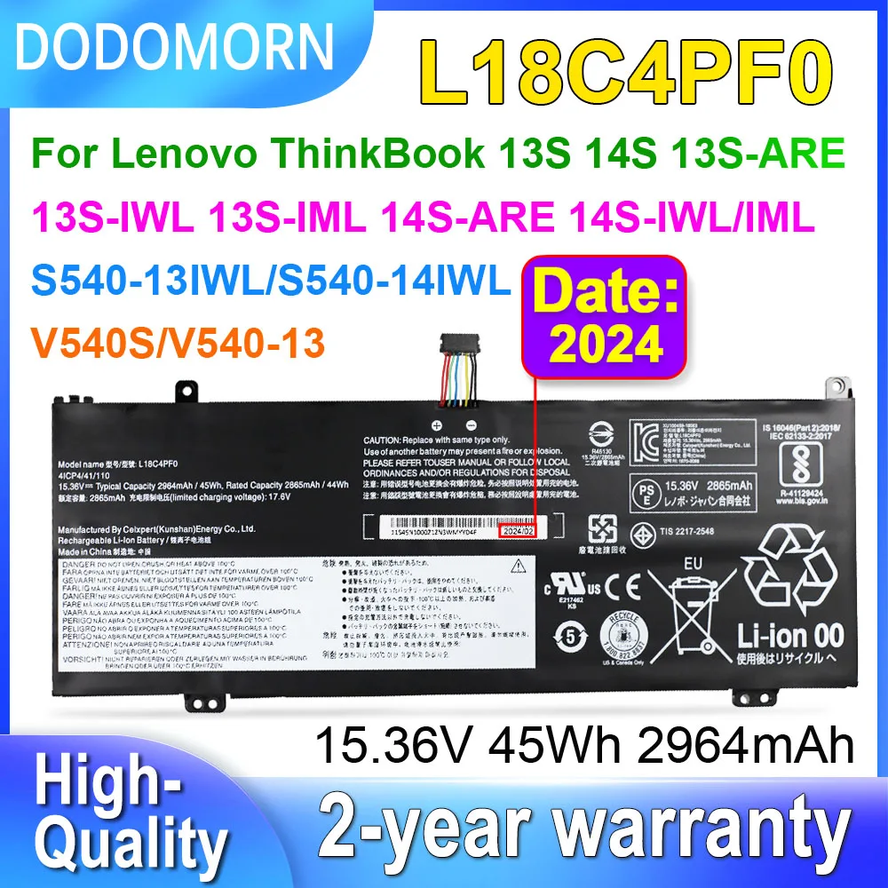 DODOMORN L18C4PF0 Laptop Battery For Lenovo ThinkBook 13S 14S 13S-ARE 13S-IWL 13S-IML 14S-ARE 14S-IWL 14S-IML L18M4PF0 L18D4PF0