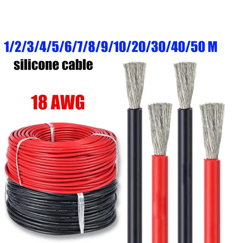 18awg Silicone Cable 6A Red Black Heat Resistant Flexible Electrical Wires for Battery Car Router Camper Van Motorcycle EV Audio