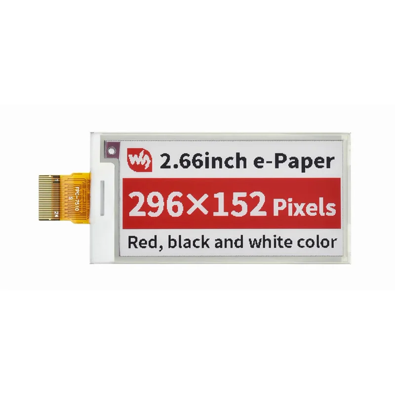 Waveshare 2.66inch E-Paper (B) E-Ink Raw Display, 296×152 Pixels, Red / Black / White Three-Color, SPI Interface, Without PCB