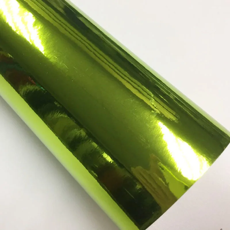 Flexible Glossy Lime Green Mirror Chrome Vinyl Wrap Film Foil Sticker Bubble Free Car Decal Vechile Wrapping