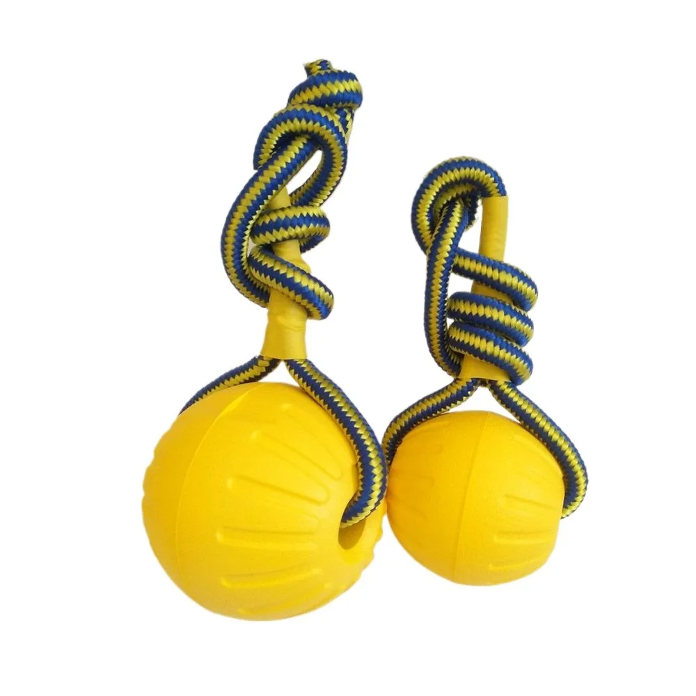 1 Stück 7/9cm Haustier-Spielball mit Seil Interaktives Outdoor-Fitness-Trainingsspielzeug EVA Hundekau-Ball Sommer-Schwimmspielzeug für Haustiere