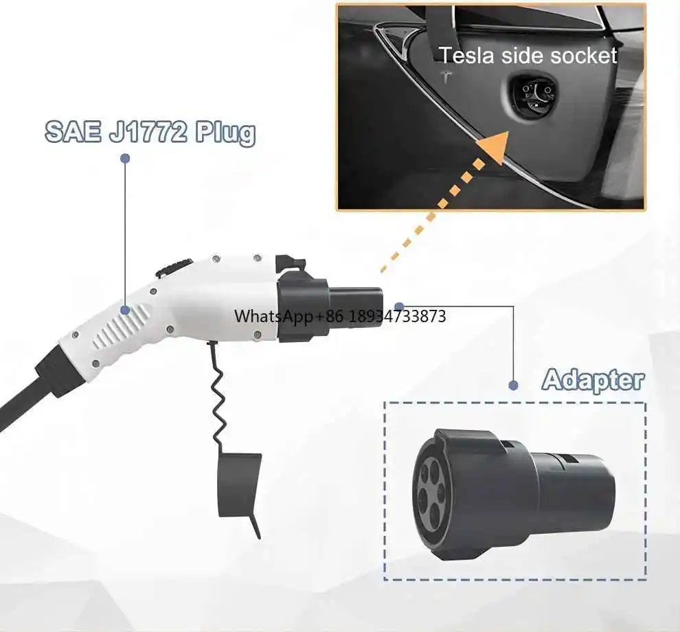 Ccs gbt ev car charging chademo dc type 2  type 1  gbt j1772 to tesla adapter