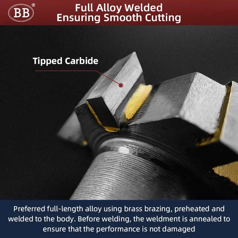 BB Tipped Carbide T Slot Milling Cutter Brazed Inlay Insert Alloy Diameter 12 to 80mm Thickness 2mm - 20mm Cast Iron Steel