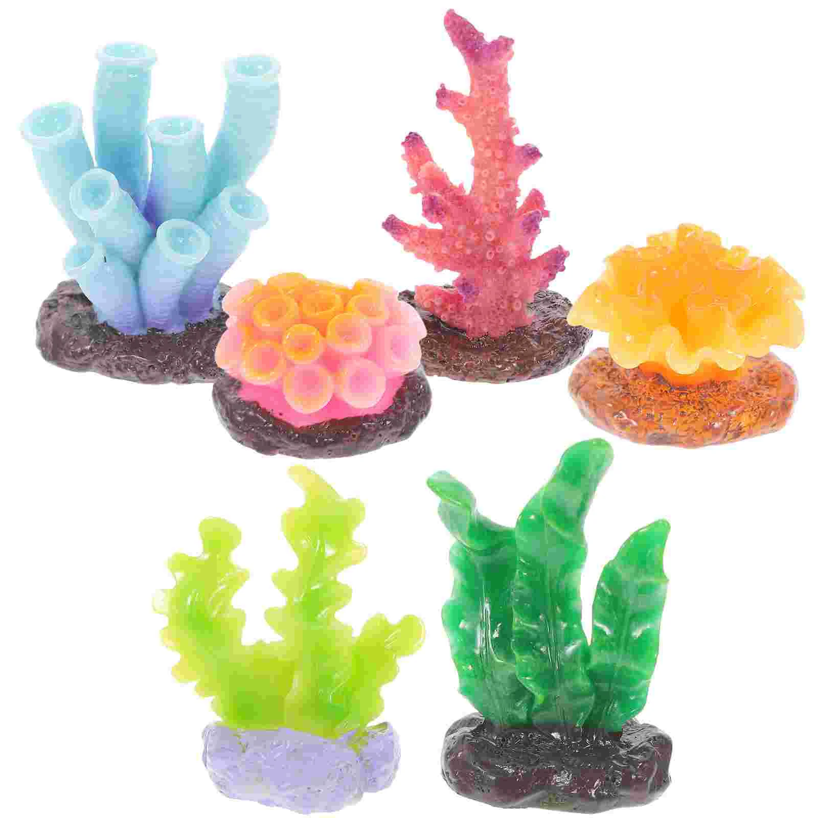 6 Pcs Coral Ornaments Fish Tank Decorations Reef Aquarium Supplies Betta Large Resin Accessory for Medium